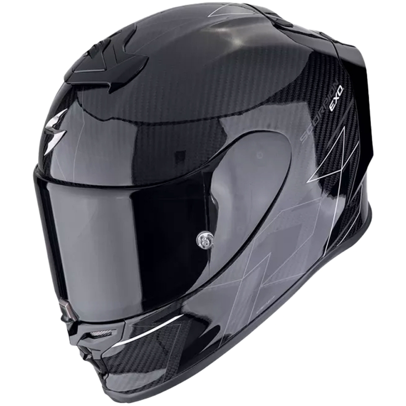 Integrālā moto ķivere Scorpion EXO-R1 EVO CARBON AIR CYNERGY melnā un baltā krāsā