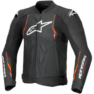 Alpinestars Dusk Airflow Black-Fluo Red ādas motocikla jaka