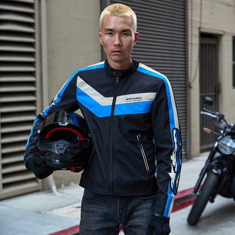 Alpinestars T-Dyno ūdensizturīga melns-zils-bēšs motocikla jaka