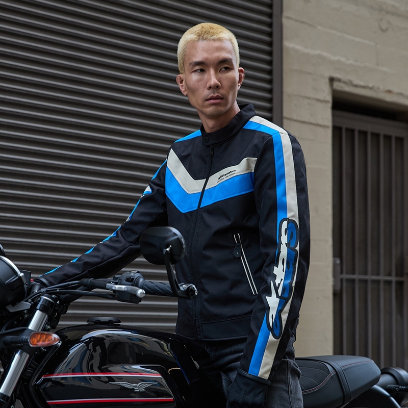 Alpinestars T-Dyno ūdensizturīga melns-zils-bēšs motocikla jaka