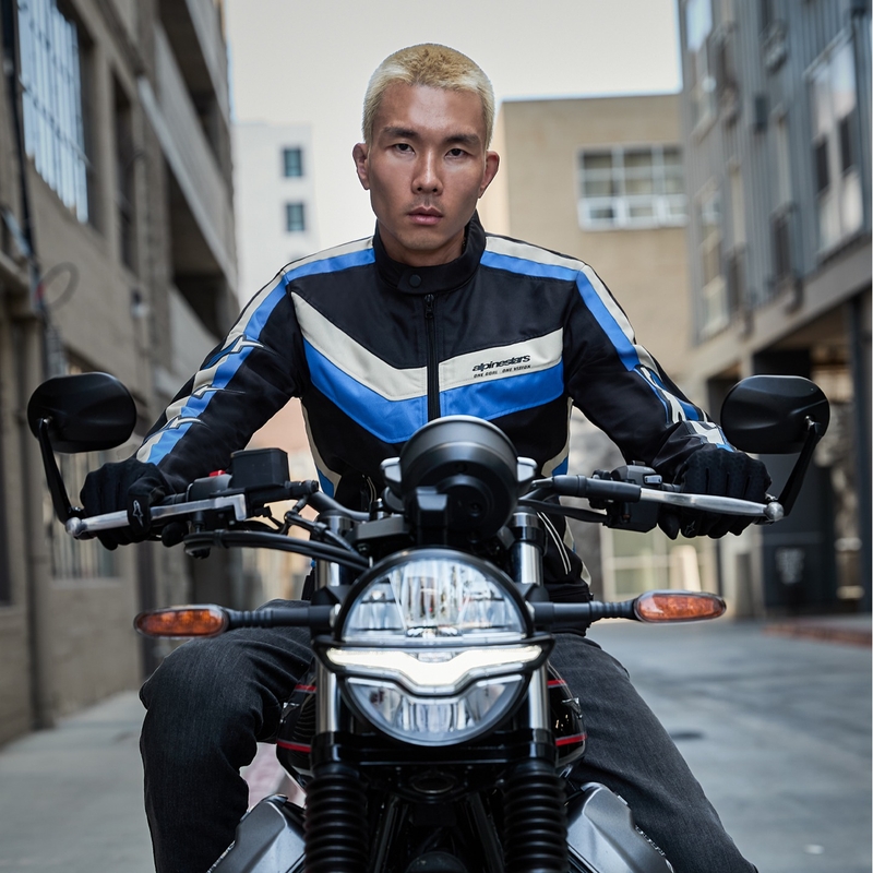 Alpinestars T-Dyno ūdensizturīga melns-zils-bēšs motocikla jaka