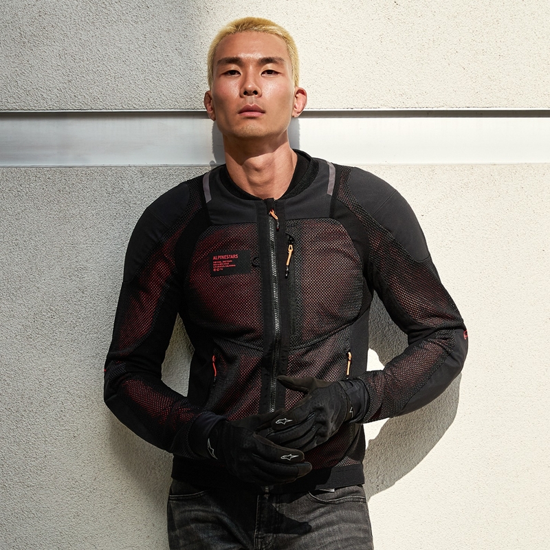 Alpinestars TROOP-AIR PRO melna-fluo sarkana motocikla jaka