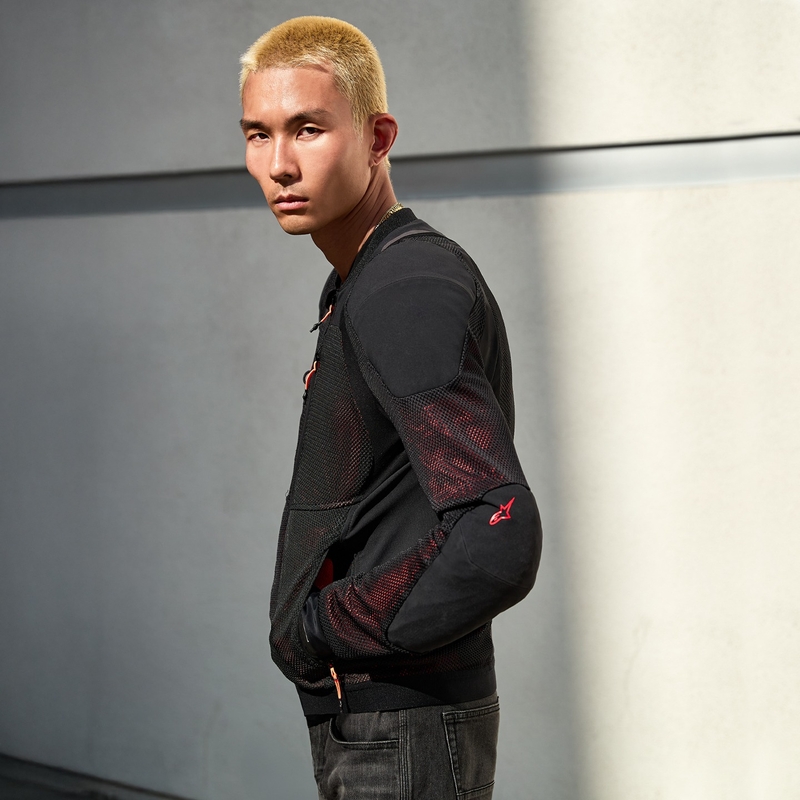 Alpinestars TROOP-AIR PRO melna-fluo sarkana motocikla jaka