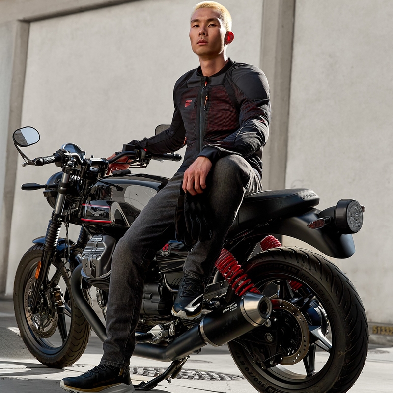 Alpinestars TROOP-AIR PRO melna-fluo sarkana motocikla jaka