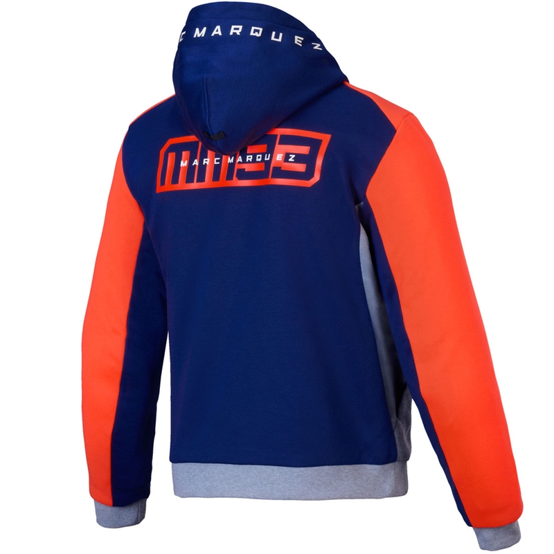 Alpinestars Chrome V2 sporta jaka ar kapuci MM93 collection gaiši pelēki zili-fluo sarkana