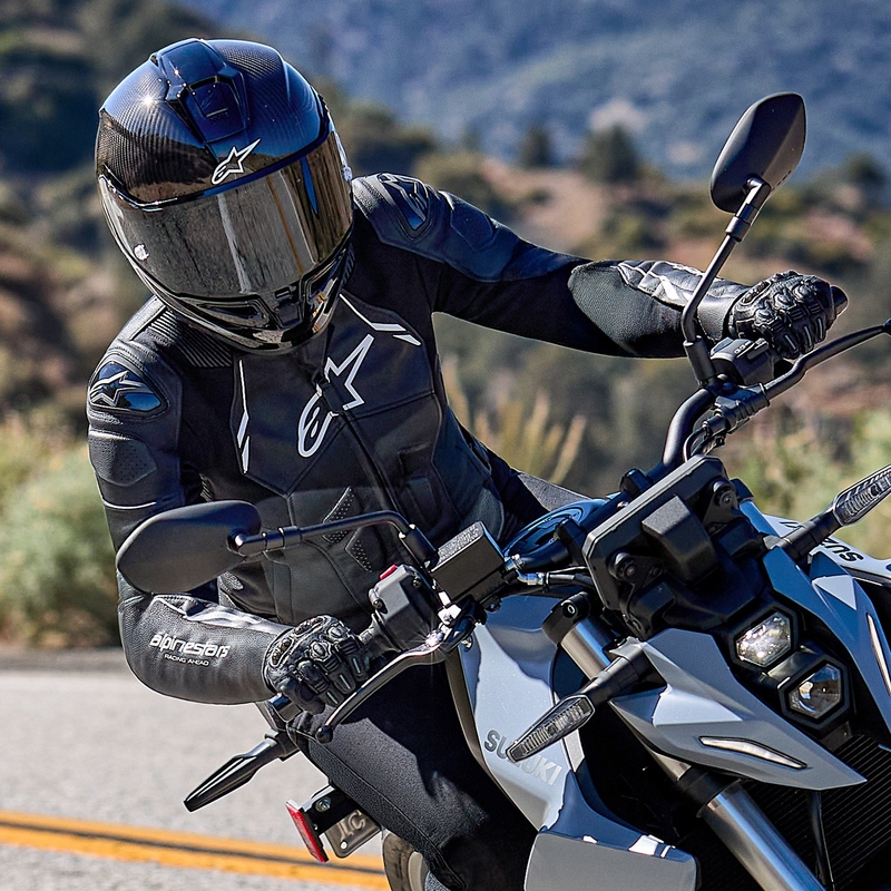 Alpinestars Stella Dusk sieviešu melnbaltā ādas motocikla jaka