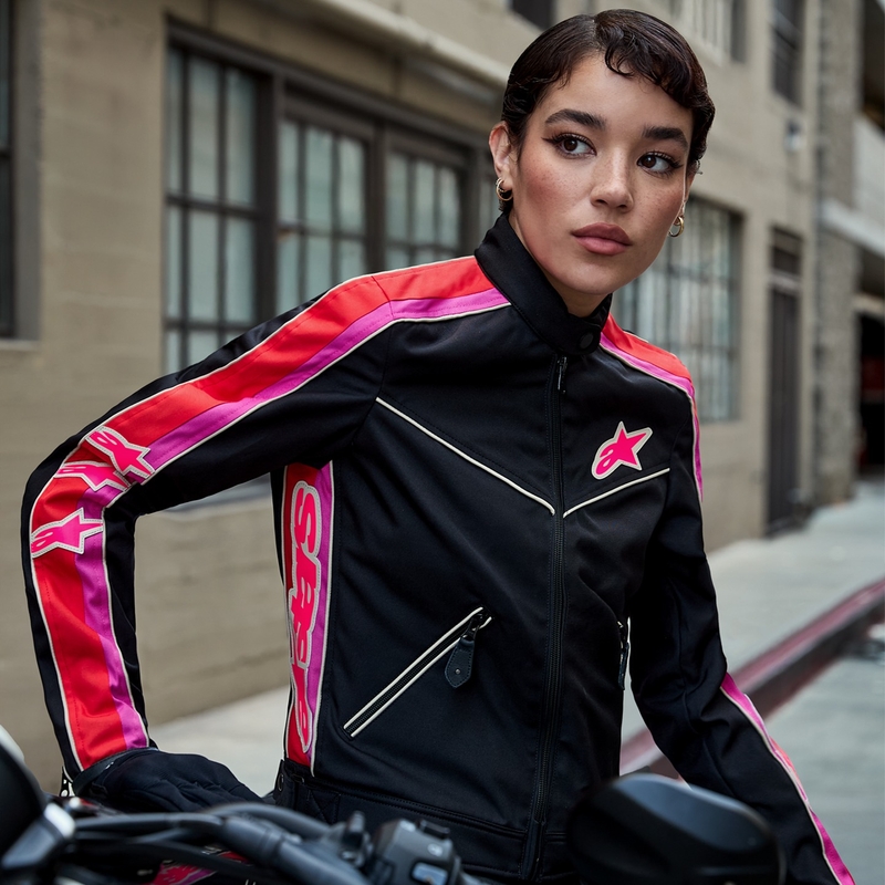 Alpinestars Sieviešu Stella T-Dyno ūdensizturīga motocikla jaka Black-Red-Pink