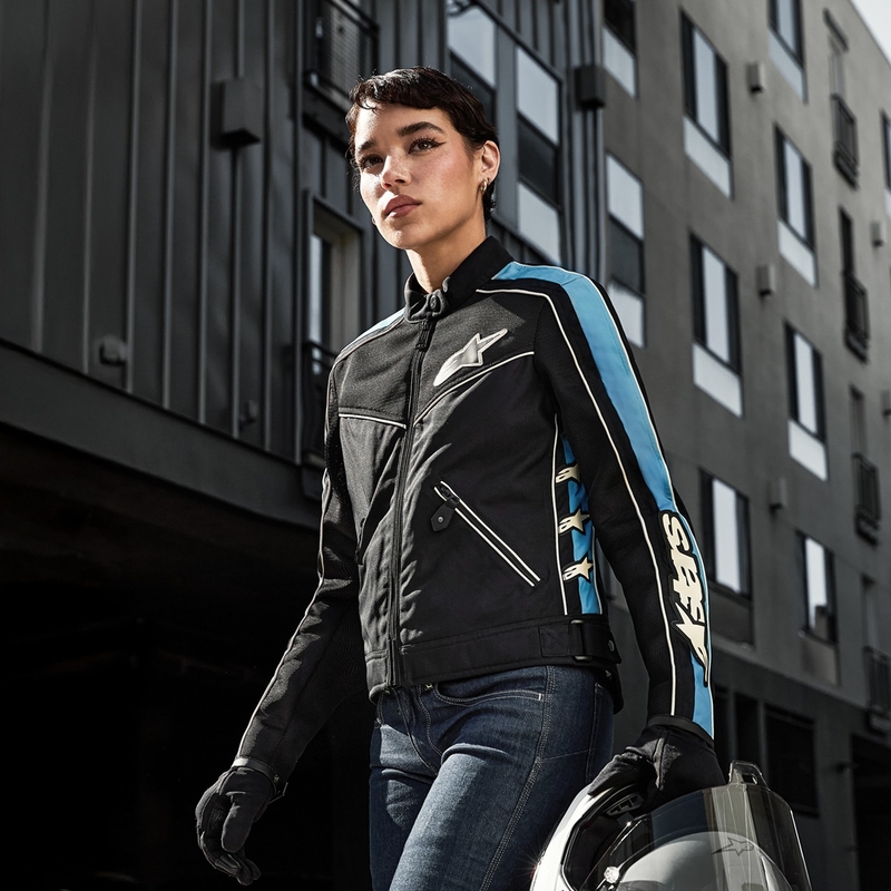 Alpinestars STELLA T-DYNO AIR Sieviešu motocikla jaka Black-Light Blue-Beige