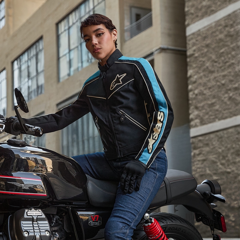 Alpinestars STELLA T-DYNO AIR Sieviešu motocikla jaka Black-Light Blue-Beige