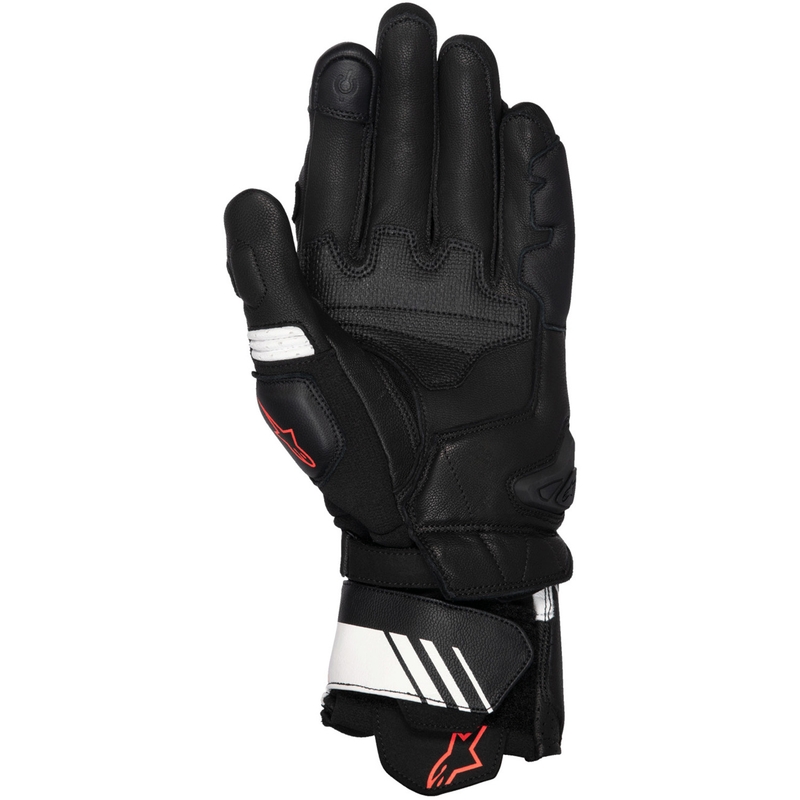 Alpinestars GP Plus R V3 melni-balti-fluo sarkani motocikla cimdi