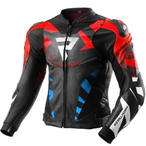 Rebelhorn Inferno melns-zils-balts-sarkans ādas motocikla jaka