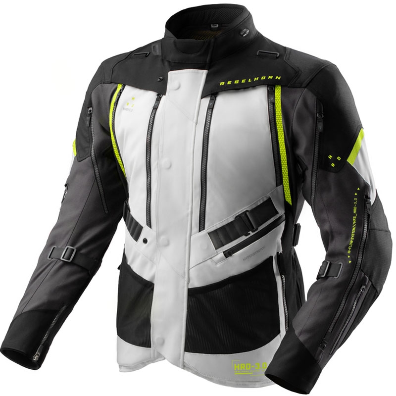 Rebelhorn Hardy 3.0 melns-pelēks-fluo dzeltens motocikla jaka