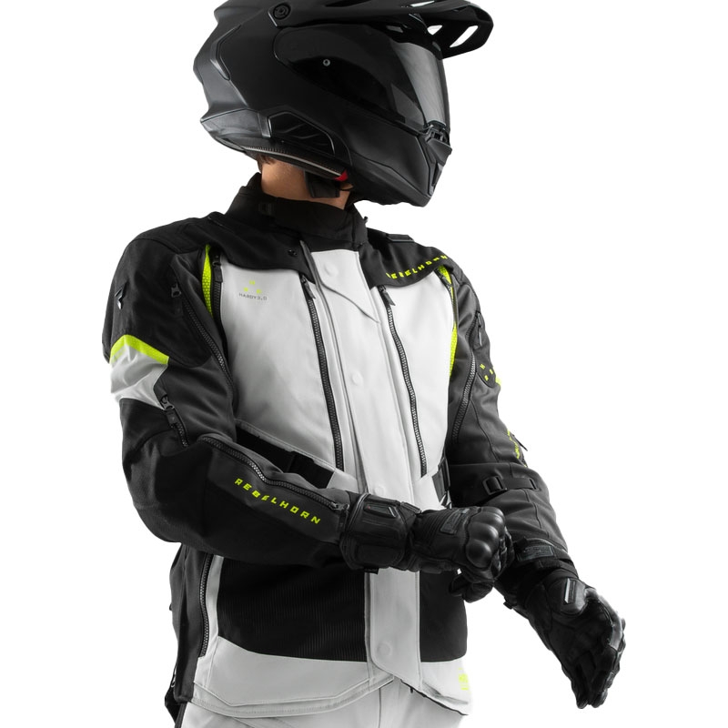 Rebelhorn Hardy 3.0 melns-pelēks-fluo dzeltens motocikla jaka