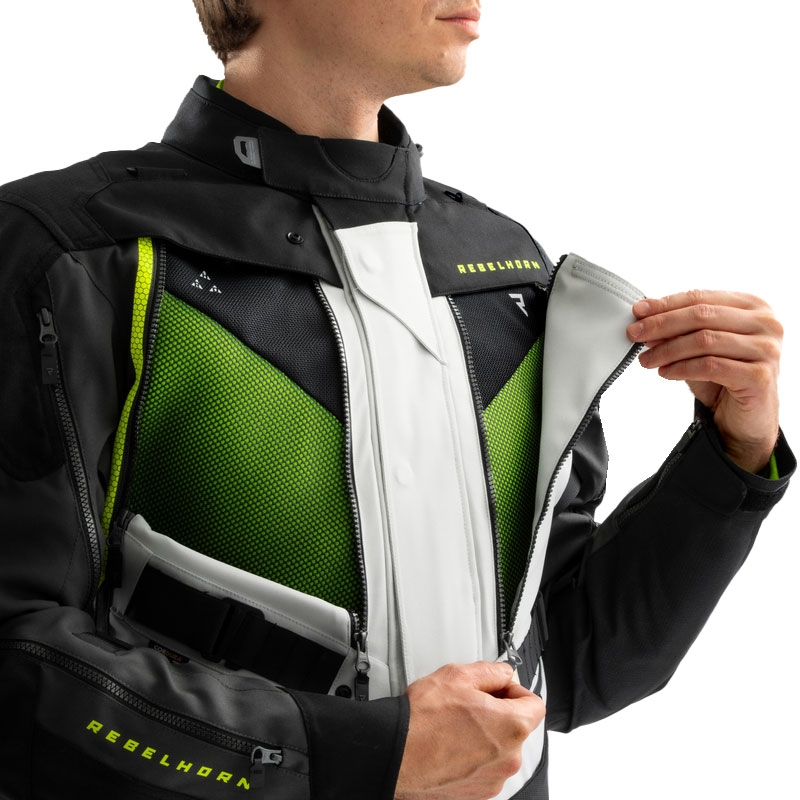 Rebelhorn Hardy 3.0 melns-pelēks-fluo dzeltens motocikla jaka