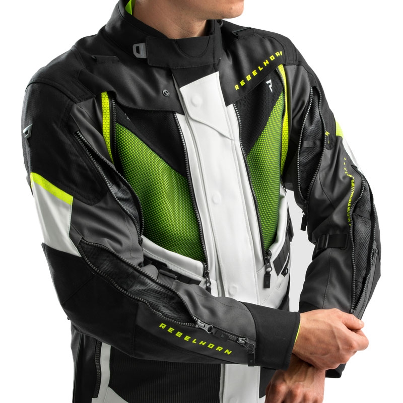 Rebelhorn Hardy 3.0 melns-pelēks-fluo dzeltens motocikla jaka