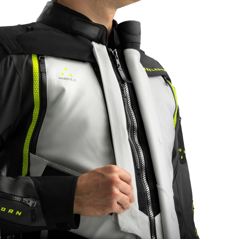 Rebelhorn Hardy 3.0 melns-pelēks-fluo dzeltens motocikla jaka