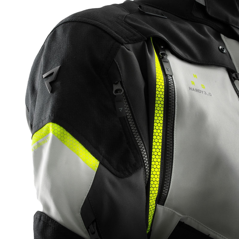 Rebelhorn Hardy 3.0 melns-pelēks-fluo dzeltens motocikla jaka