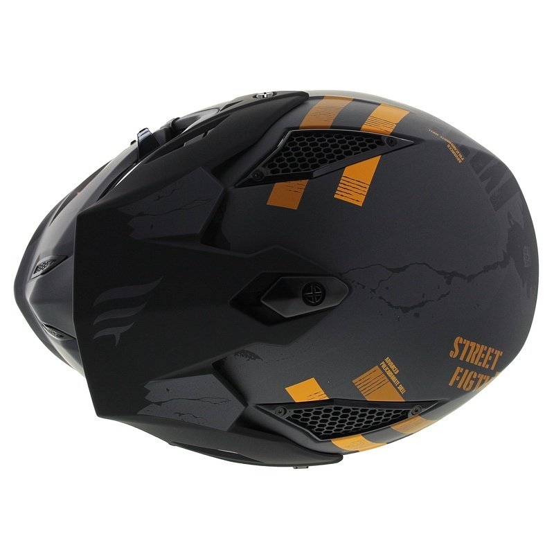 Atvērtā ķivere ar masku MT Streetfighter SV S Skull A12 pelēki oranža ar iridija vizieri