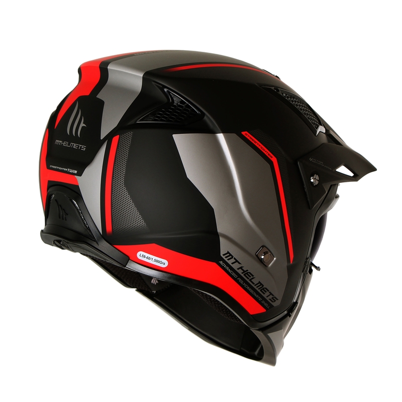 Atvērtā ķivere ar masku MT Streetfighter SV S TWIN C5 melni sarkana ar iridija vizieri