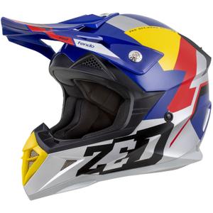 Motokrosa ķivere ZED X1.9 Tendo pearl blue-red-yellow-silver