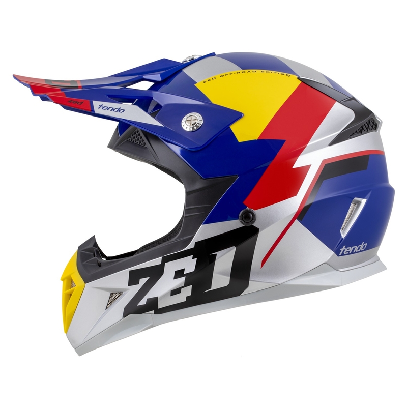 Motokrosa ķivere ZED X1.9 Tendo pearl blue-red-yellow-silver