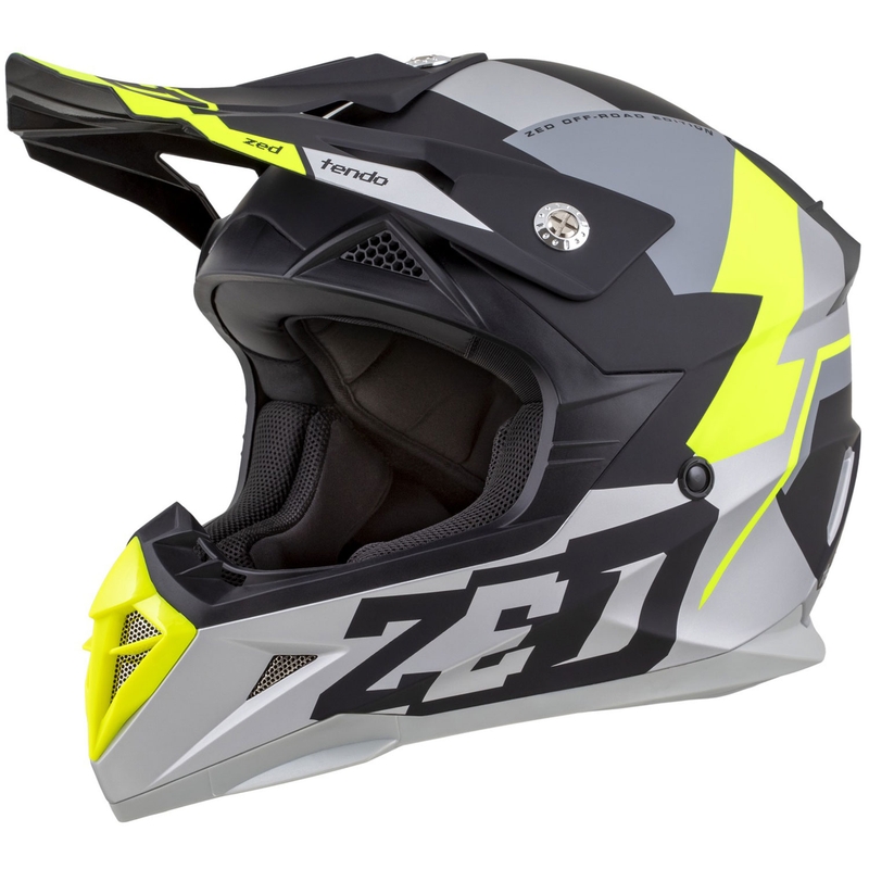 Motokrosa ķivere ZED X1.9 Tendo matēta melna-tumši pelēka-skaidri pelēka-fluo dzeltena