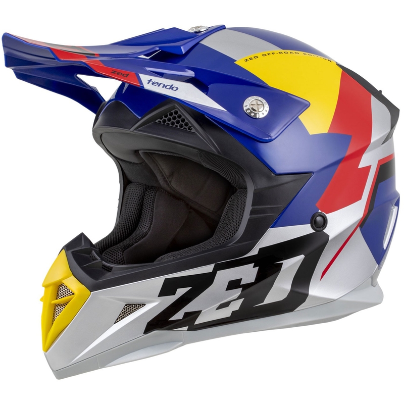 Bērnu motokrosa ķivere ZED X1.9D TENDO pearl blue-red-yellow-silver