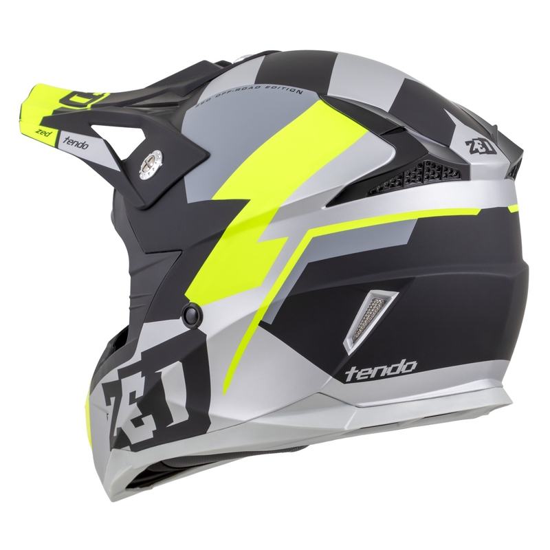 Bērnu motokrosa ķivere ZED X1.9D TENDO matēta melna-tumši pelēka-skaidri pelēka-fluo dzeltena