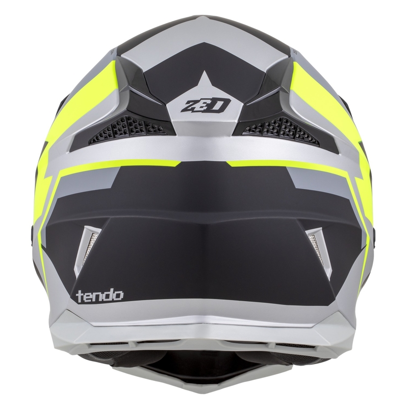 Bērnu motokrosa ķivere ZED X1.9D TENDO matēta melna-tumši pelēka-skaidri pelēka-fluo dzeltena