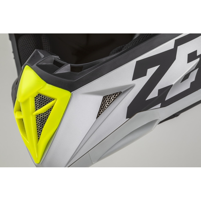 Bērnu motokrosa ķivere ZED X1.9D TENDO matēta melna-tumši pelēka-skaidri pelēka-fluo dzeltena