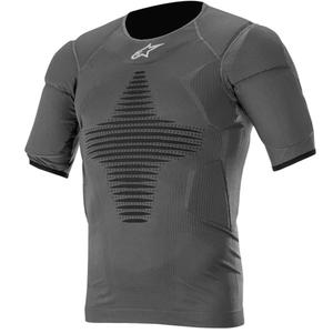 Alpinestars Roost Base antracīta melns termo krekls ar īsām piedurknēm un aizsargiem