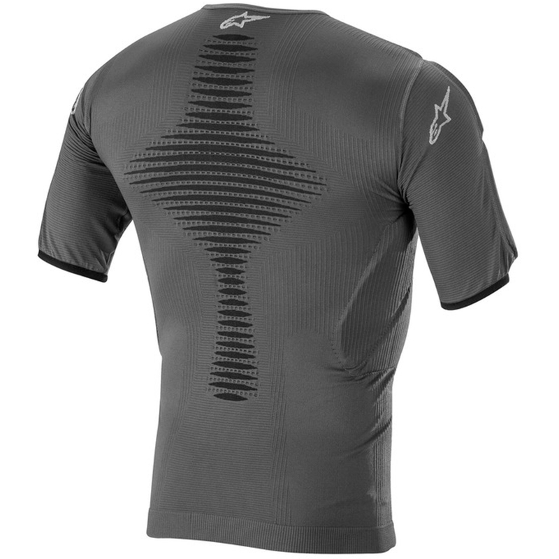 Alpinestars Roost Base antracīta melns termo krekls ar īsām piedurknēm un aizsargiem