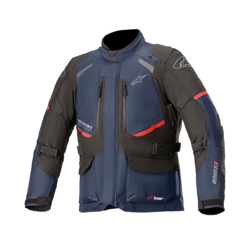Alpinestars Andes Drystar tumši zili-melni-sarkana motocikla jaka