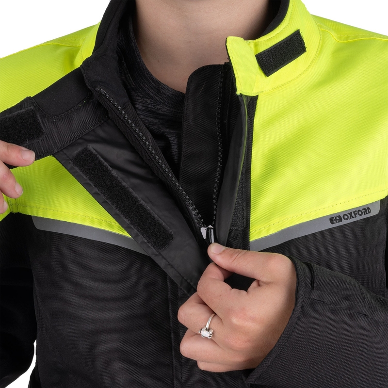 Sieviešu Oxford Spartan Long WP Black-Fluo Yellow motocikla jaka