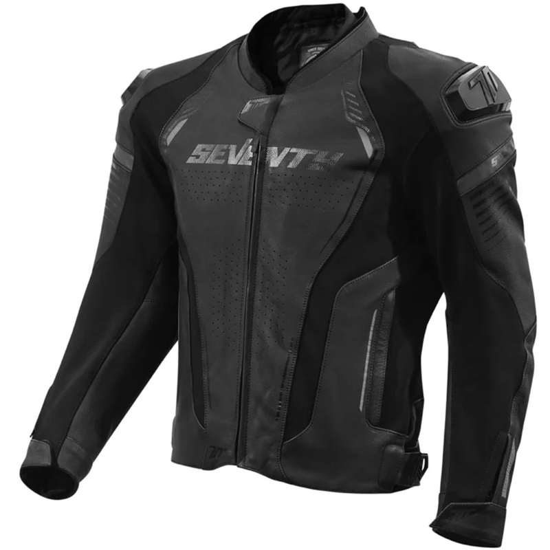 Ādas motocikla jaka Seventy Degrees SD-JL24 Spoiler melna
