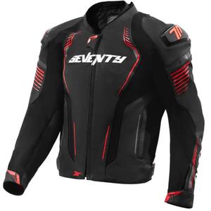 Ādas motocikla jaka Seventy Degrees SD-JL24 Spoiler melns-sarkans