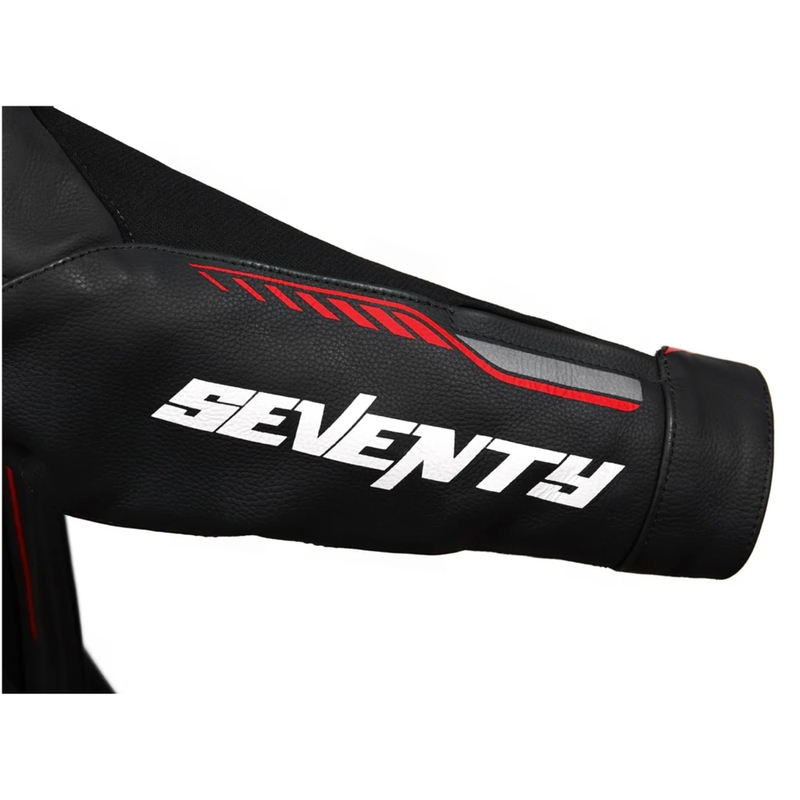 Ādas motocikla jaka Seventy Degrees SD-JL24 Spoiler melns-sarkans