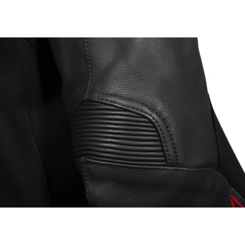 Ādas motocikla jaka Seventy Degrees SD-JL24 Spoiler melns-sarkans