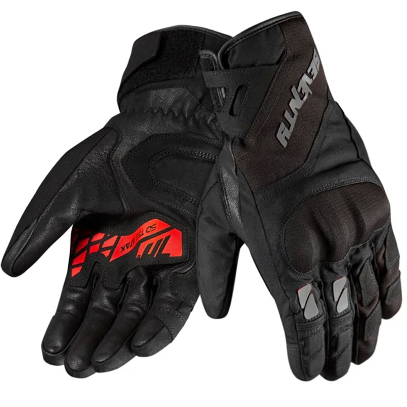 Motocikla cimdi Seventy Degrees SD-T55 Atak melns un sarkans