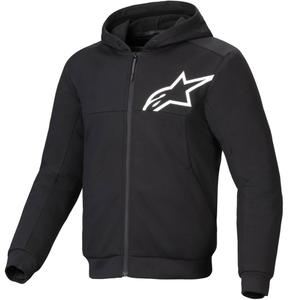 Alpinestars Chrome V2 Sport melnā un baltā motocikla jaka ar kapuci
