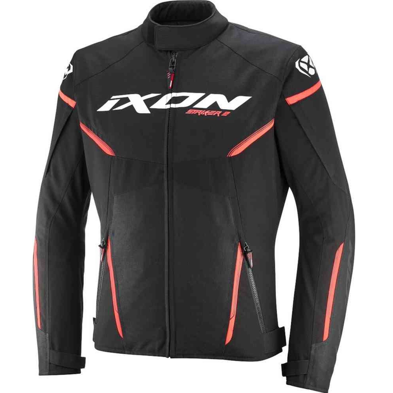 Motocikla jaka IXON Striker 2 melns-balts-sarkans