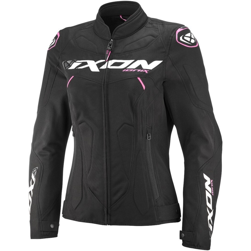 Sieviešu motocikla jaka IXON Ionix Lady melnā un rozā krāsā