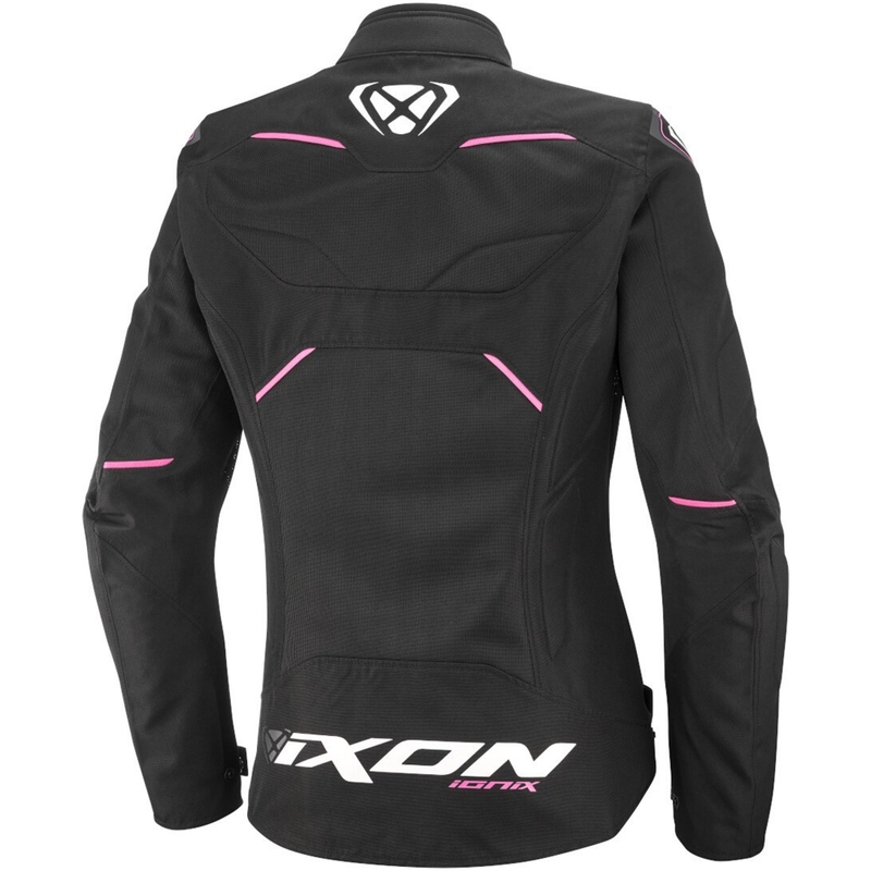 Sieviešu motocikla jaka IXON Ionix Lady melnā un rozā krāsā
