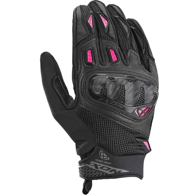 IXON Rise Air 2 melni un rozā motocikla cimdi sievietēm