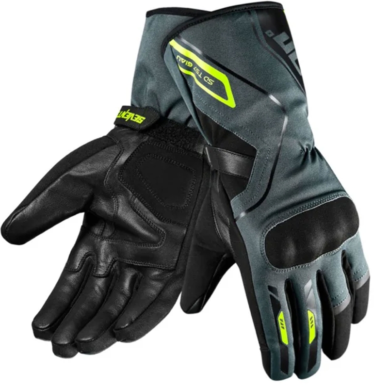 Motocikla cimdi Seventy Degrees SD-T57 Giau melns-pelēks-fluo dzeltens