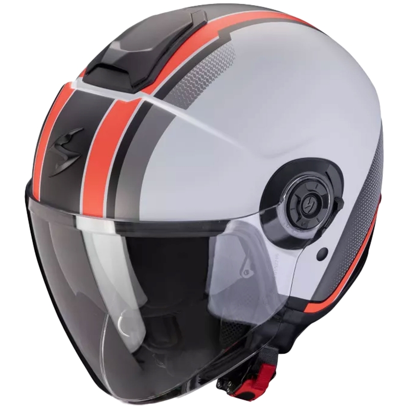 Atvērtā moto ķivere Scorpion CORPION EXO-CITY II VEL matēta pelēki sarkana