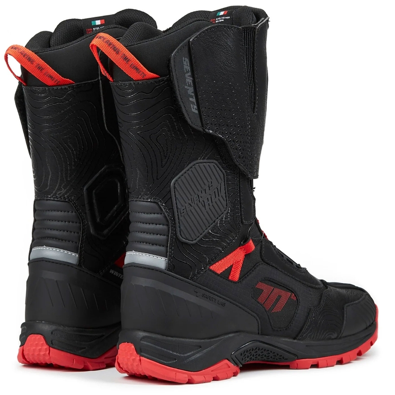 Seventy Degrees SD-BA6 Stelvio High melni un sarkani motocikla zābaki
