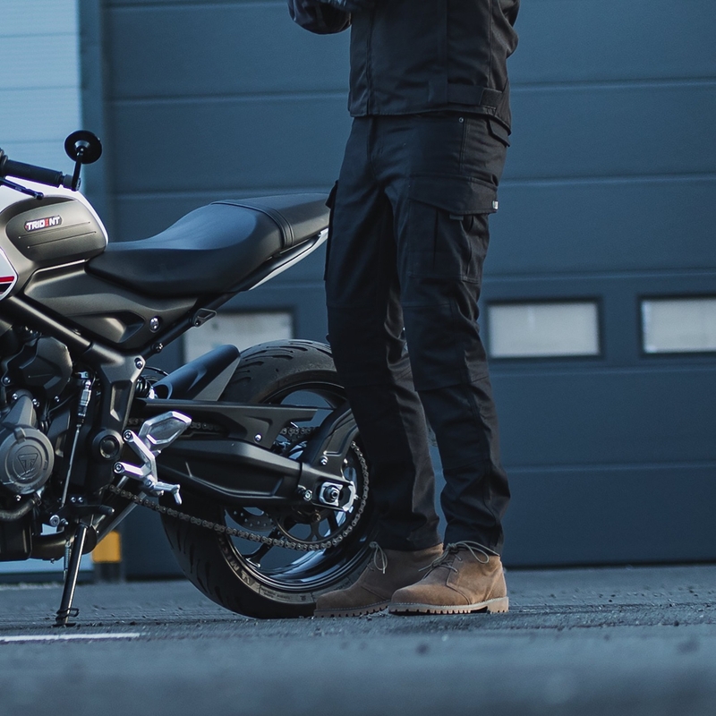 Oxford Original Apstiprinātās oriģinālās CARGO AA melnās motocikla bikses