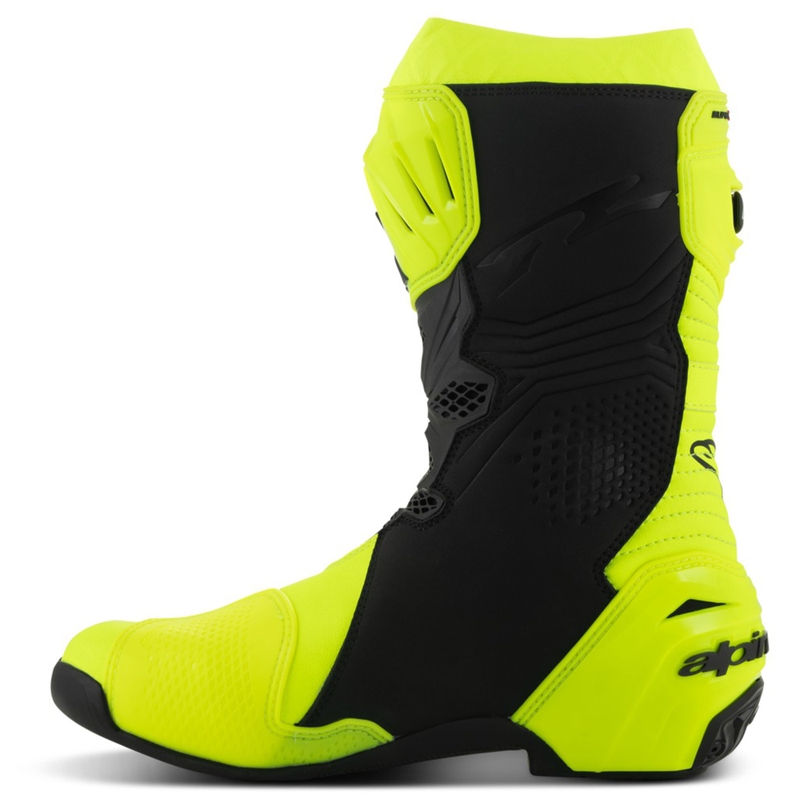 Alpinestars Supertech R fluo dzelteni melni motocikla zābaki