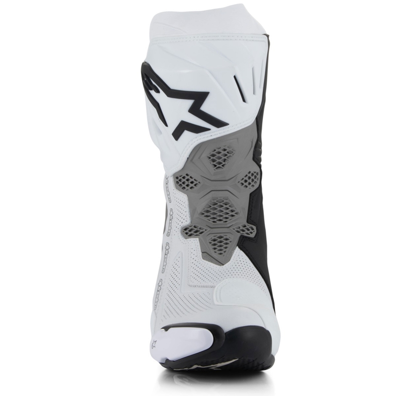 Alpinestars Supertech R Vented motocikla zābaki balti-skaidri pelēki-melni melni